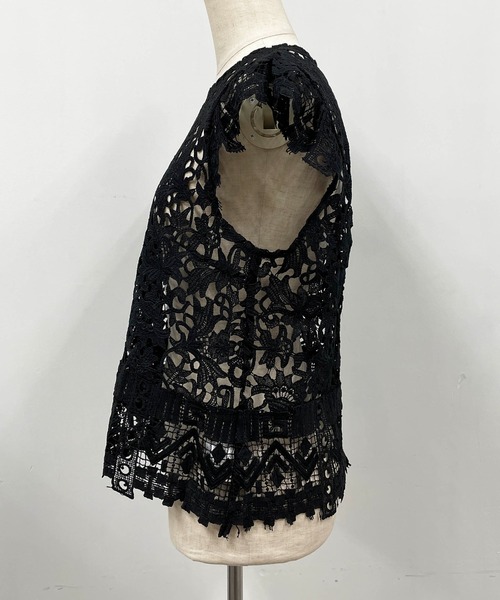 PICCIN(ピッチン)の「【セットアップ着用可能】総レースフレンチタック袖ブラウス(シャツ/ブラウス・レディース・ホワイト/ブラック・M)」の5枚目の写真
