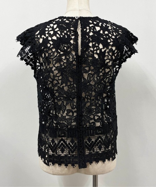 PICCIN(ピッチン)の「【セットアップ着用可能】総レースフレンチタック袖ブラウス(シャツ/ブラウス・レディース・ホワイト/ブラック・M)」の6枚目の写真