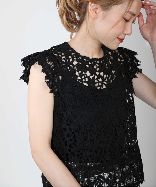 PICCIN(ピッチン)の「【セットアップ着用可能】総レースフレンチタック袖ブラウス(シャツ/ブラウス・レディース・ホワイト/ブラック・M)」の19枚目の写真