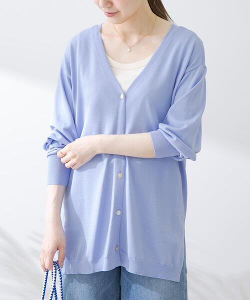 URBAN RESEARCH Sonny Label（アーバンリサーチサニーレーベル）の「『接触冷感』ミディ丈カーディガン（カーディガン/ボレロ・レディース・ライトグレー/ブラック/グリーン/ブルー系その他・FREE）」の4枚目の写真