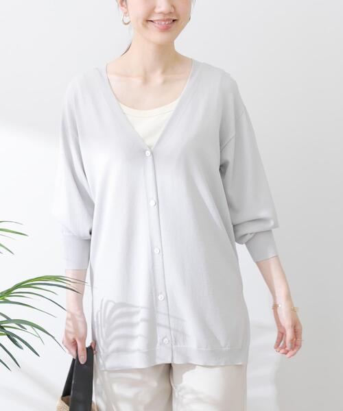 URBAN RESEARCH Sonny Label（アーバンリサーチサニーレーベル）の「『接触冷感』ミディ丈カーディガン（カーディガン/ボレロ・レディース・ライトグレー/ブラック/グリーン/ブルー系その他・FREE）」の3枚目の写真