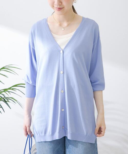 URBAN RESEARCH Sonny Label（アーバンリサーチサニーレーベル）の「『接触冷感』ミディ丈カーディガン（カーディガン/ボレロ・レディース・ライトグレー/ブラック/グリーン/ブルー系その他・FREE）」の8枚目の写真