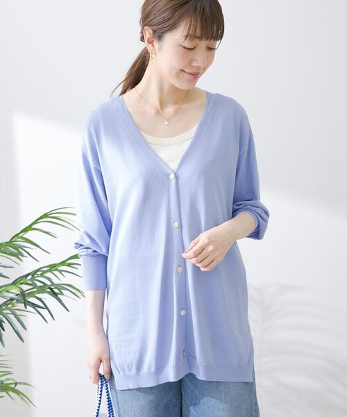 URBAN RESEARCH Sonny Label（アーバンリサーチサニーレーベル）の「『接触冷感』ミディ丈カーディガン（カーディガン/ボレロ・レディース・ライトグレー/ブラック/グリーン/ブルー系その他・FREE）」の9枚目の写真