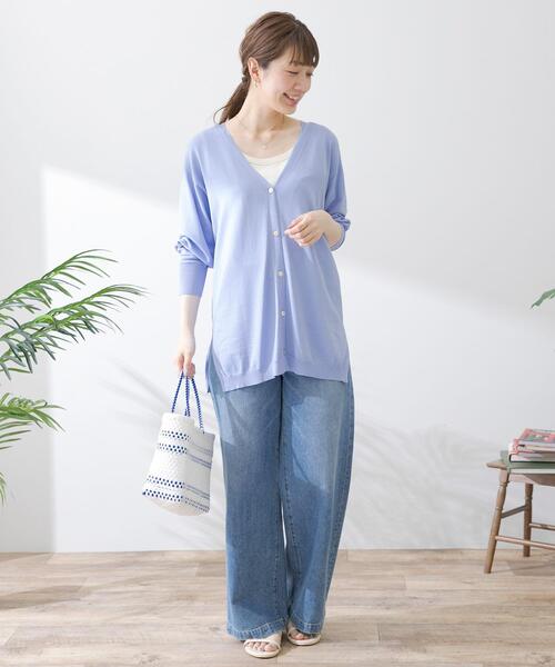 URBAN RESEARCH Sonny Label（アーバンリサーチサニーレーベル）の「『接触冷感』ミディ丈カーディガン（カーディガン/ボレロ・レディース・ライトグレー/ブラック/グリーン/ブルー系その他・FREE）」の12枚目の写真