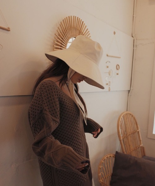 MANGROVE（マングローブ）の「リボンストラップバケットハット（ハット・レディース・ベージュ/アイボリー/ブラック・FREE）」の4枚目の写真