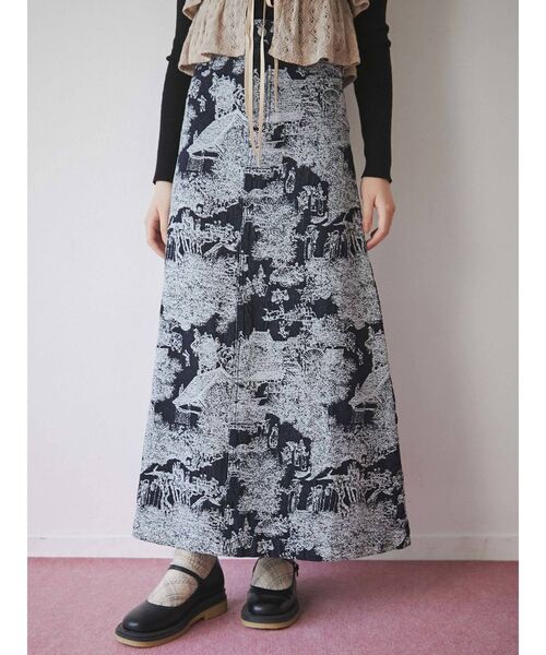 merry jenny（メリージェニー）の「time tripジャガードデニムスカート（デニムスカート・レディース・ブルー/ネイビー・FREE）」の2枚目の写真