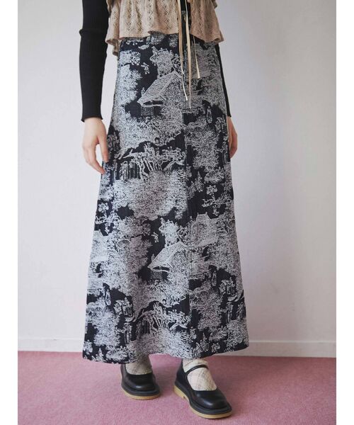 merry jenny（メリージェニー）の「time tripジャガードデニムスカート（デニムスカート・レディース・ブルー/ネイビー・FREE）」の3枚目の写真