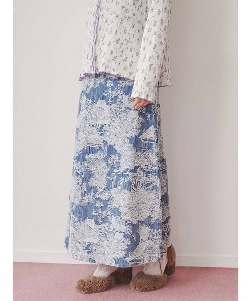 merry jenny（メリージェニー）の「time tripジャガードデニムスカート（デニムスカート・レディース・ブルー/ネイビー・FREE）」の4枚目の写真