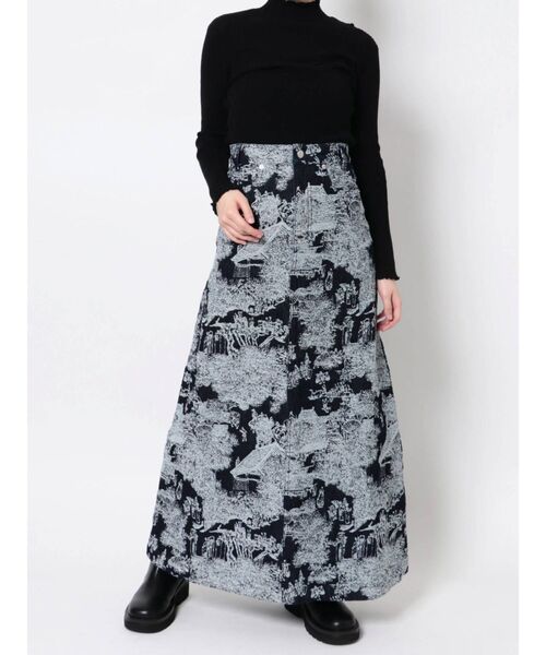 merry jenny（メリージェニー）の「time tripジャガードデニムスカート（デニムスカート・レディース・ブルー/ネイビー・FREE）」の5枚目の写真