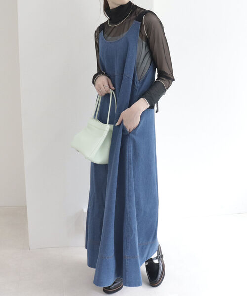 fredy emue（フレディエミュ）の「バックデザインデニムフレアジャンスカ（ジャンパースカート・レディース・ブラック/ブルー・38）」の8枚目の写真