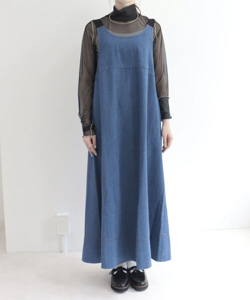 fredy emue（フレディエミュ）の「バックデザインデニムフレアジャンスカ（ジャンパースカート・レディース・ブラック/ブルー・38）」の15枚目の写真