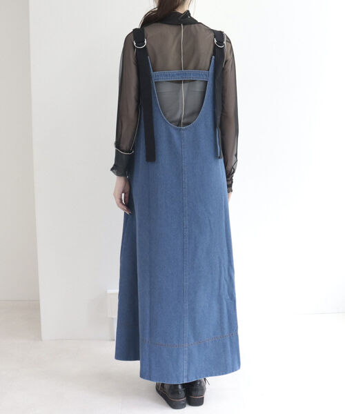 fredy emue（フレディエミュ）の「バックデザインデニムフレアジャンスカ（ジャンパースカート・レディース・ブラック/ブルー・38）」の17枚目の写真