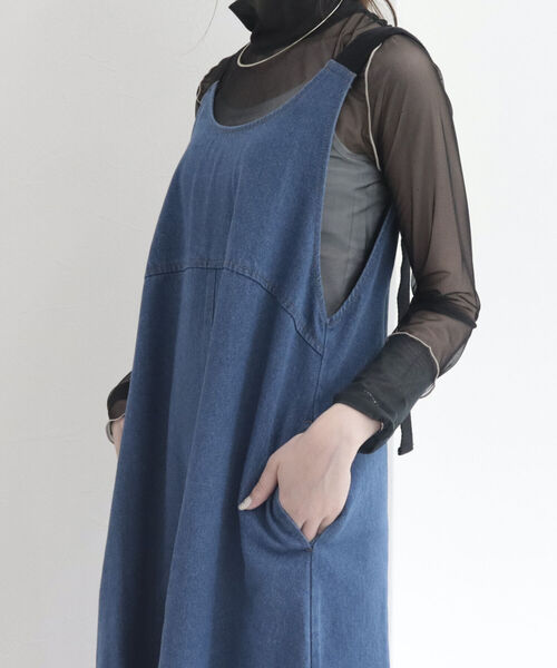 fredy emue（フレディエミュ）の「バックデザインデニムフレアジャンスカ（ジャンパースカート・レディース・ブラック/ブルー・38）」の20枚目の写真