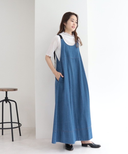 fredy emue（フレディエミュ）の「バックデザインデニムフレアジャンスカ（ジャンパースカート・レディース・ブラック/ブルー・38）」の21枚目の写真