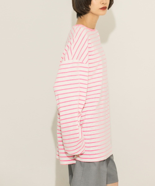 KBF（ケイビーエフ）の「ボーダーBIGカットソー（Tシャツ/カットソー・レディース・ピンク系その他/グリーン系その他/ブルー系その他・ONE）」の5枚目の写真