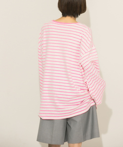 KBF（ケイビーエフ）の「ボーダーBIGカットソー（Tシャツ/カットソー・レディース・ピンク系その他/グリーン系その他/ブルー系その他・ONE）」の6枚目の写真