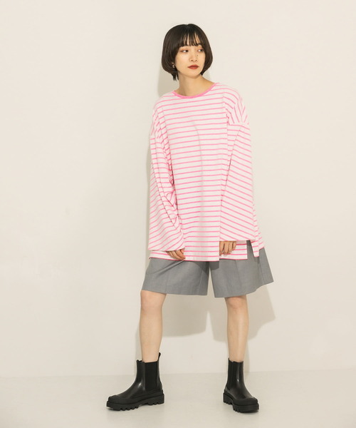 KBF（ケイビーエフ）の「ボーダーBIGカットソー（Tシャツ/カットソー・レディース・ピンク系その他/グリーン系その他/ブルー系その他・ONE）」の9枚目の写真