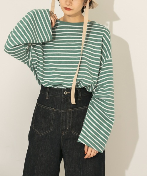 KBF（ケイビーエフ）の「ボーダーBIGカットソー（Tシャツ/カットソー・レディース・ピンク系その他/グリーン系その他/ブルー系その他・ONE）」の11枚目の写真