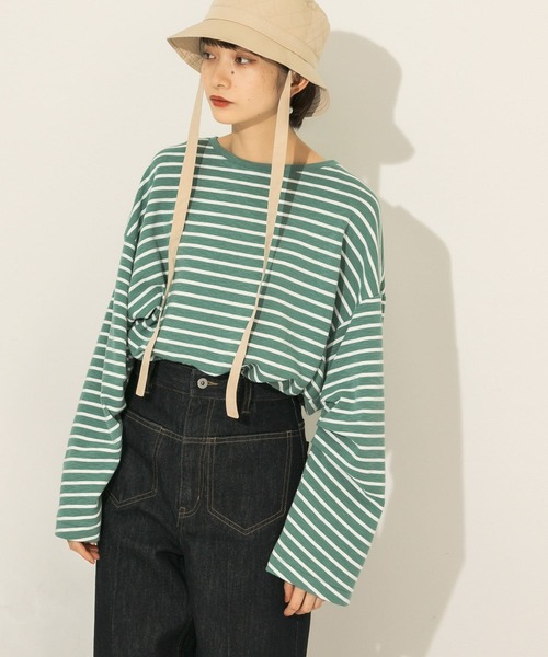 KBF（ケイビーエフ）の「ボーダーBIGカットソー（Tシャツ/カットソー・レディース・ピンク系その他/グリーン系その他/ブルー系その他・ONE）」の13枚目の写真