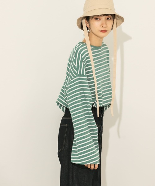 KBF（ケイビーエフ）の「ボーダーBIGカットソー（Tシャツ/カットソー・レディース・ピンク系その他/グリーン系その他/ブルー系その他・ONE）」の14枚目の写真