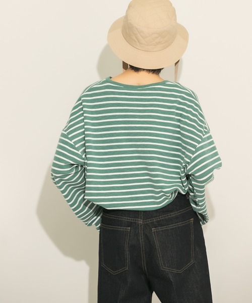 KBF（ケイビーエフ）の「ボーダーBIGカットソー（Tシャツ/カットソー・レディース・ピンク系その他/グリーン系その他/ブルー系その他・ONE）」の15枚目の写真