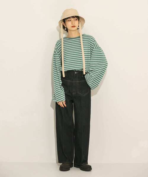 KBF（ケイビーエフ）の「ボーダーBIGカットソー（Tシャツ/カットソー・レディース・ピンク系その他/グリーン系その他/ブルー系その他・ONE）」の16枚目の写真