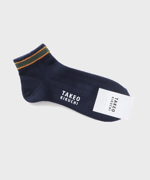 TAKEO KIKUCHI（タケオキクチ）の「◆ラインショートソックス（ソックス/靴下・メンズ・ネイビー/モスグリーン/イエロー系その他・00）」の2枚目の写真