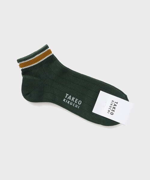TAKEO KIKUCHI（タケオキクチ）の「◆ラインショートソックス（ソックス/靴下・メンズ・ネイビー/モスグリーン/イエロー系その他・00）」の4枚目の写真