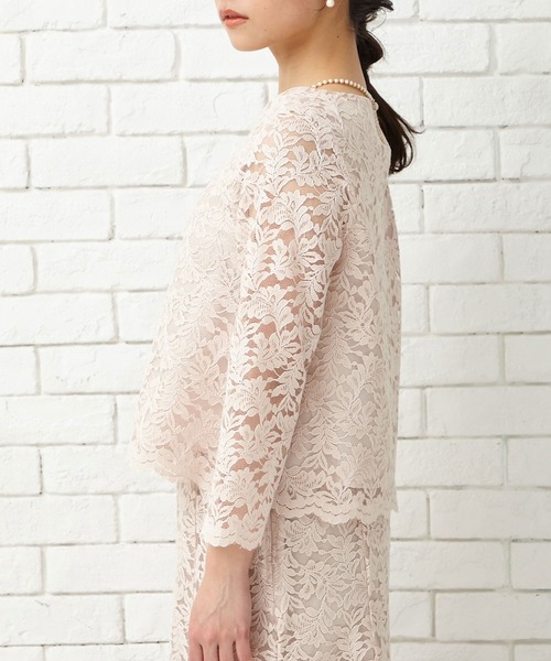 AIMER（エメ）の「ノーカラーレースブラウス（シャツ/ブラウス・レディース・ネイビー/モカ/ラベンダー/ピンクベージュ・MEDIUM/LARGE）」の8枚目の写真