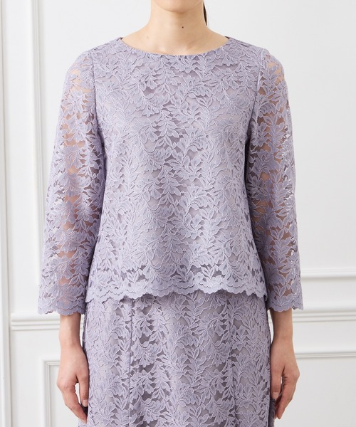 AIMER（エメ）の「ノーカラーレースブラウス（シャツ/ブラウス・レディース・ネイビー/モカ/ラベンダー/ピンクベージュ・MEDIUM/LARGE）」の19枚目の写真