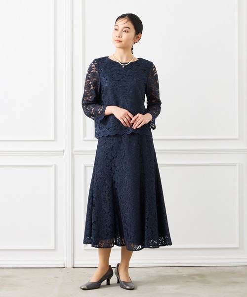 AIMER（エメ）の「ノーカラーレースブラウス（シャツ/ブラウス・レディース・ネイビー/モカ/ラベンダー/ピンクベージュ・MEDIUM/LARGE）」の15枚目の写真