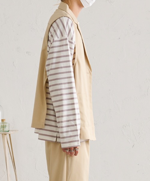 Ambre Neige(アンブルネージュ)の「【ユニセックス】スリットテーラージレ/WEB/EC限定商品(ベスト・レディース・ベージュ/アイボリー・MEDIUM/LARGE)」の3枚目の写真