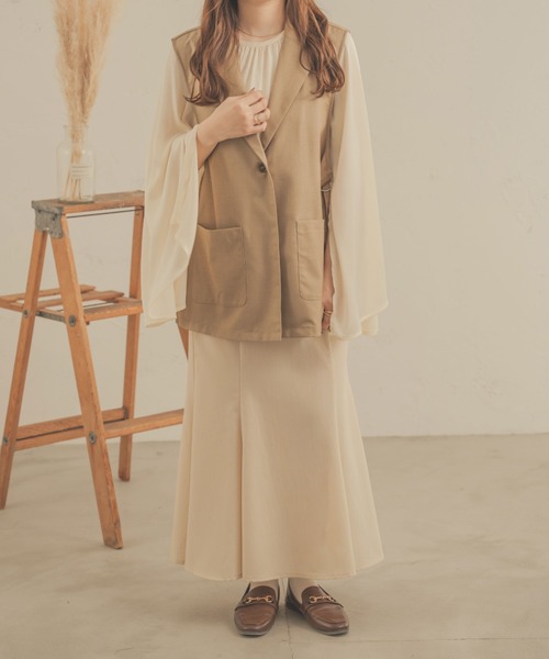 Ambre Neige(アンブルネージュ)の「【ユニセックス】スリットテーラージレ/WEB/EC限定商品(ベスト・レディース・ベージュ/アイボリー・MEDIUM/LARGE)」の15枚目の写真