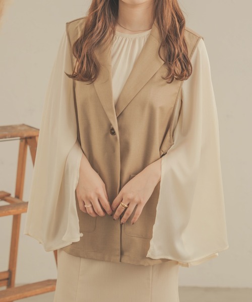 Ambre Neige(アンブルネージュ)の「【ユニセックス】スリットテーラージレ/WEB/EC限定商品(ベスト・レディース・ベージュ/アイボリー・MEDIUM/LARGE)」の16枚目の写真