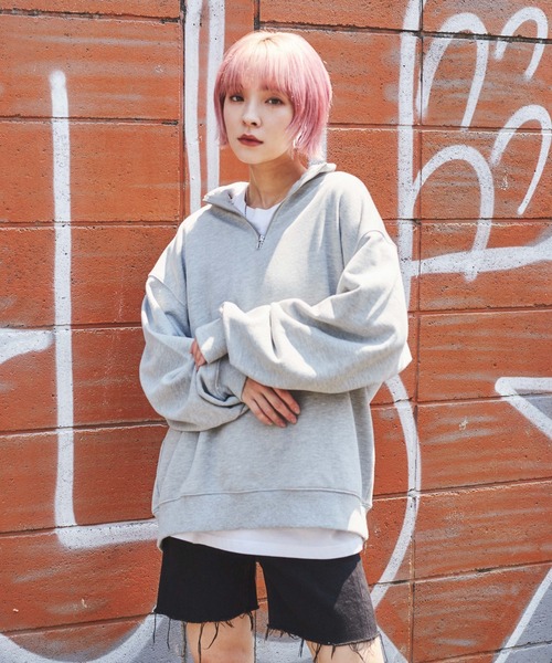 WEGO（ウィゴー）の「WEGO/スタンダードハーフジップスウェット（スウェット・メンズ・ブラック/グレー系その他/ホワイト・LARGE/MEDIUM）」の22枚目の写真