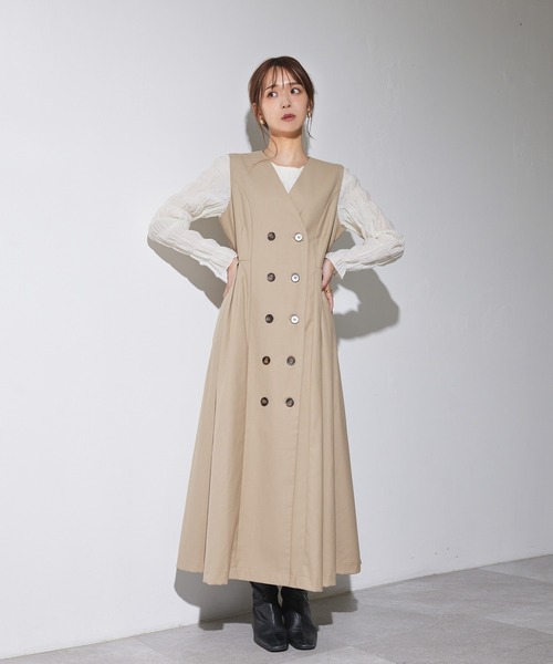 ADIRA（アディラ）の「2ウェイトレンチジャンスカ（ジャンパースカート・レディース・ベージュ/ブラウン・MEDIUM）」の13枚目の写真