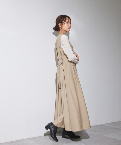 ADIRA（アディラ）の「2ウェイトレンチジャンスカ（ジャンパースカート・レディース・ベージュ/ブラウン・MEDIUM）」の7枚目の写真