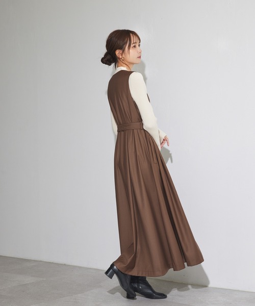 ADIRA（アディラ）の「2ウェイトレンチジャンスカ（ジャンパースカート・レディース・ベージュ/ブラウン・MEDIUM）」の6枚目の写真