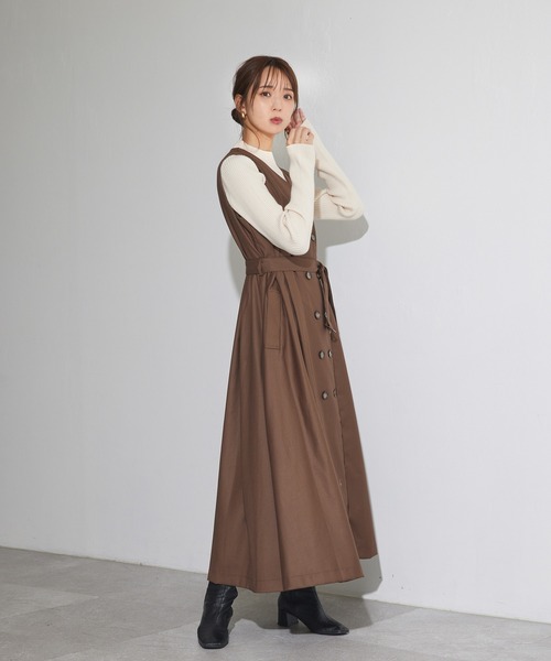 ADIRA（アディラ）の「2ウェイトレンチジャンスカ（ジャンパースカート・レディース・ベージュ/ブラウン・MEDIUM）」の11枚目の写真