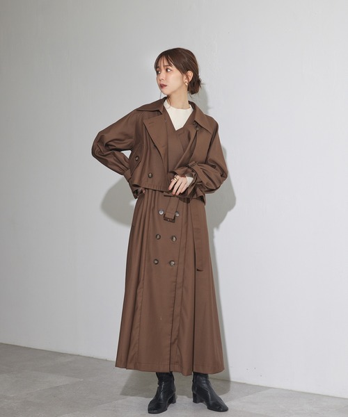 ADIRA（アディラ）の「2ウェイトレンチジャンスカ（ジャンパースカート・レディース・ベージュ/ブラウン・MEDIUM）」の17枚目の写真