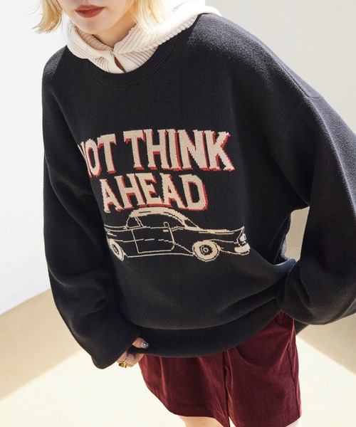 PBLIM（ページボーイリム）の「PAGEBOYLIM/クラシックカーニット（ニット/セーター・レディース・ブラック/グレー/マスタード・FREE）」の2枚目の写真