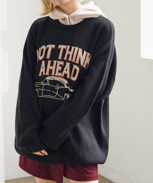 PBLIM（ページボーイリム）の「PAGEBOYLIM/クラシックカーニット（ニット/セーター・レディース・ブラック/グレー/マスタード・FREE）」の4枚目の写真