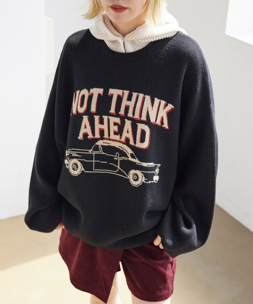 PBLIM（ページボーイリム）の「PAGEBOYLIM/クラシックカーニット（ニット/セーター・レディース・ブラック/グレー/マスタード・FREE）」の5枚目の写真