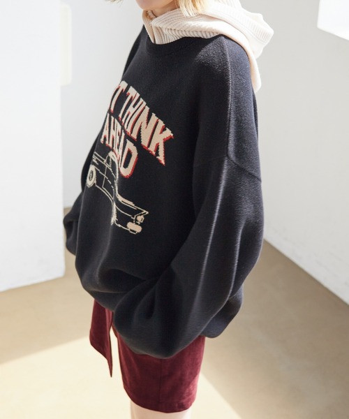 PBLIM（ページボーイリム）の「PAGEBOYLIM/クラシックカーニット（ニット/セーター・レディース・ブラック/グレー/マスタード・FREE）」の6枚目の写真