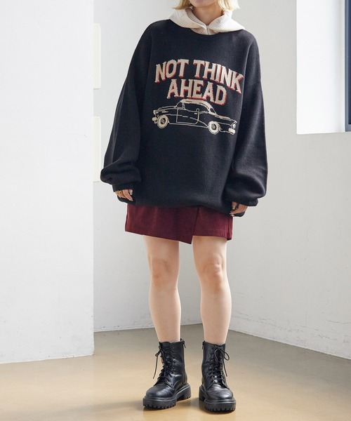 PBLIM（ページボーイリム）の「PAGEBOYLIM/クラシックカーニット（ニット/セーター・レディース・ブラック/グレー/マスタード・FREE）」の8枚目の写真