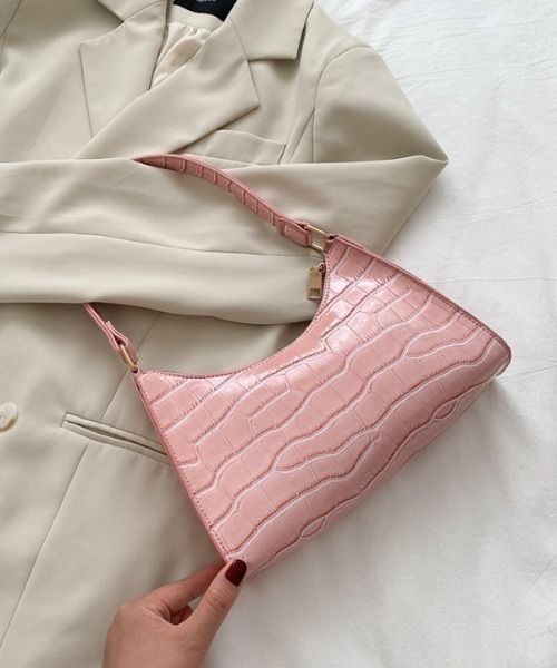 NiiNa(ニーナ)の「【NiiNa】ワンハンドルクロコバッグ(ハンドバッグ・レディース・ホワイト/ブラック/ピンク/グリーン/イエロー・FREE)」の5枚目の写真