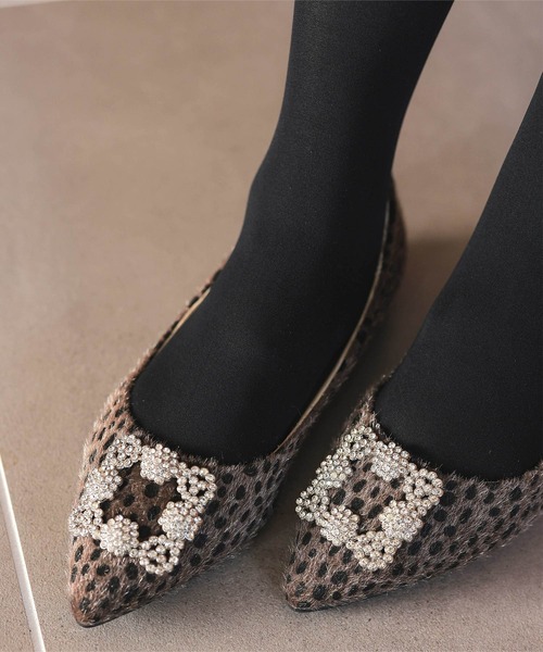 セール】ビジューフラットポインテッドトゥパンプス（パンプス）｜KOBE