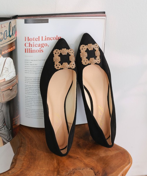 セール】ビジューフラットポインテッドトゥパンプス（パンプス）｜KOBE