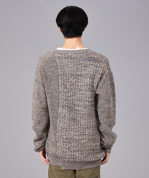 ABAHOUSE（アバハウス）の「片畦編み×ワッフル編み 切り替え ニット（ニット/セーター・メンズ・ブラック/ベージュ/ブルー・44/46/48）」の22枚目の写真