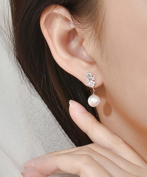DRESS PLUS（ドレスプラス）の「ピアス アクセサリー パーティーピアス レディース 結婚式（ピアス（両耳用）・レディース・ホワイト・フリー）」の6枚目の写真